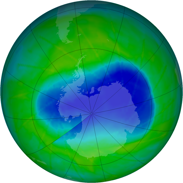 Antarctic ozone map for 03 December 2010